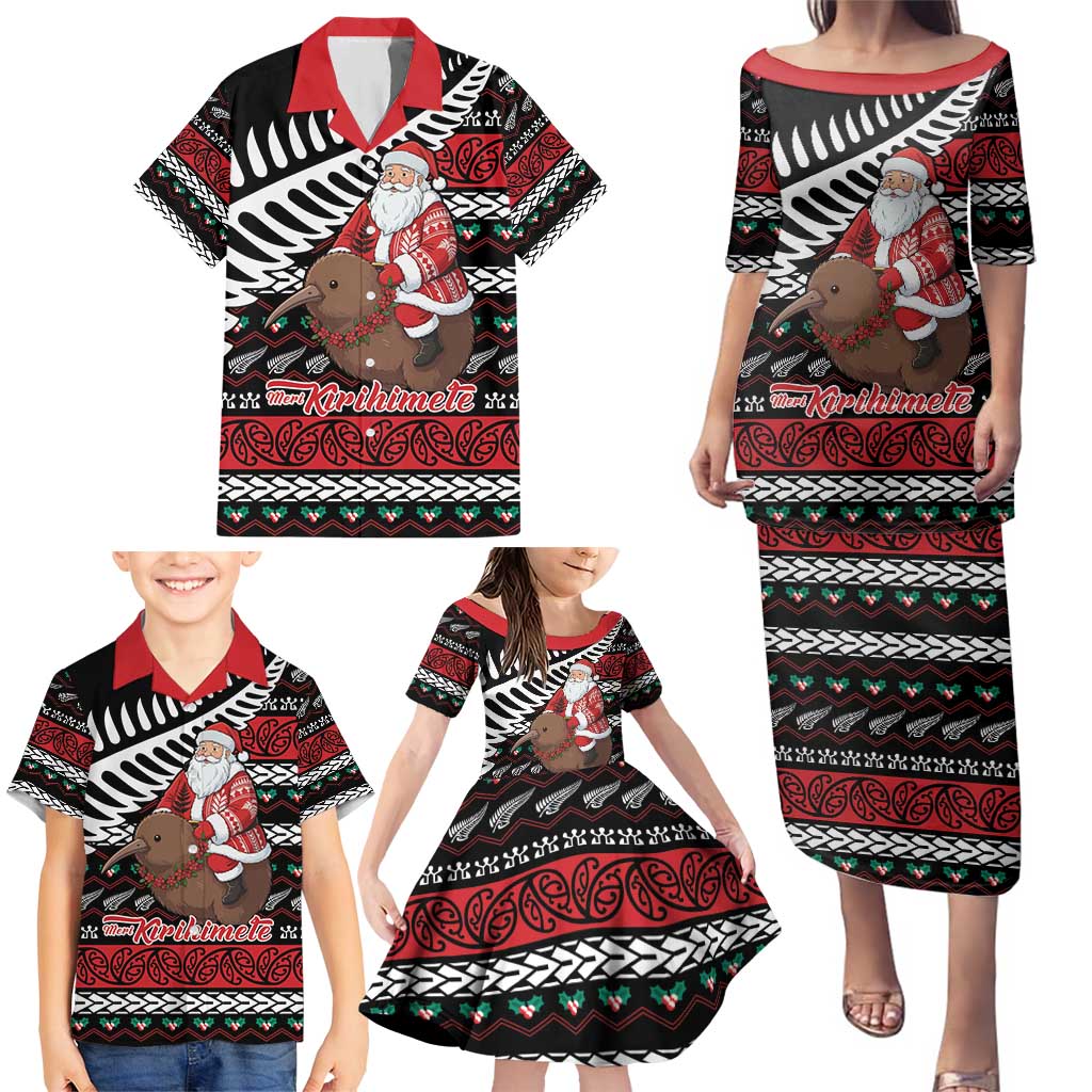 New Zealand Kiwi Santa Christmas Family Matching Puletasi and Hawaiian Shirt He Wairua Kirihimete LT9 - Polynesian Pride