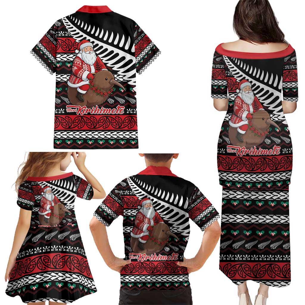 New Zealand Kiwi Santa Christmas Family Matching Puletasi and Hawaiian Shirt He Wairua Kirihimete LT9 - Polynesian Pride