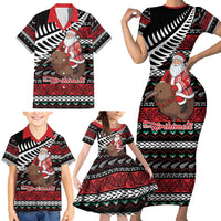 New Zealand Kiwi Santa Christmas Family Matching Short Sleeve Bodycon Dress and Hawaiian Shirt He Wairua Kirihimete LT9 - Polynesian Pride