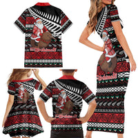 New Zealand Kiwi Santa Christmas Family Matching Short Sleeve Bodycon Dress and Hawaiian Shirt He Wairua Kirihimete LT9 - Polynesian Pride
