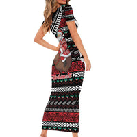 New Zealand Kiwi Santa Christmas Family Matching Short Sleeve Bodycon Dress and Hawaiian Shirt He Wairua Kirihimete LT9 - Polynesian Pride