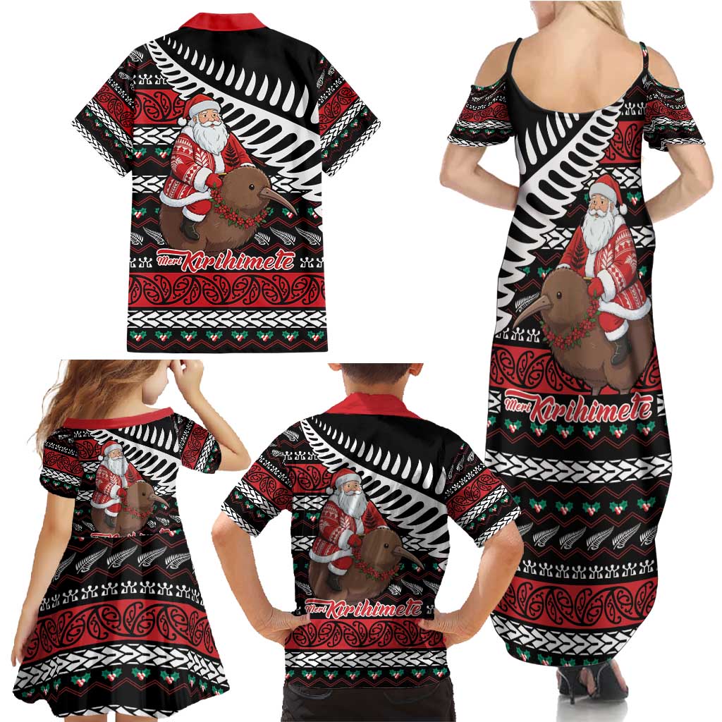 New Zealand Kiwi Santa Christmas Family Matching Summer Maxi Dress and Hawaiian Shirt He Wairua Kirihimete LT9 - Polynesian Pride