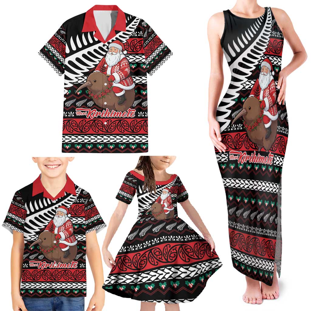 New Zealand Kiwi Santa Christmas Family Matching Tank Maxi Dress and Hawaiian Shirt He Wairua Kirihimete - Polynesian Pride