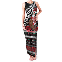 New Zealand Kiwi Santa Christmas Family Matching Tank Maxi Dress and Hawaiian Shirt He Wairua Kirihimete LT9 Mom's Dress Black - Polynesian Pride