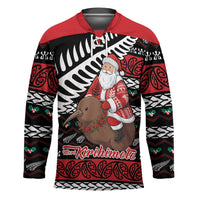 New Zealand Kiwi Santa Christmas Hockey Jersey He Wairua Kirihimete LT9 Unisex Black - Polynesian Pride