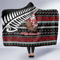 New Zealand Kiwi Santa Christmas Hooded Blanket He Wairua Kirihimete LT9 One Size Black - Polynesian Pride