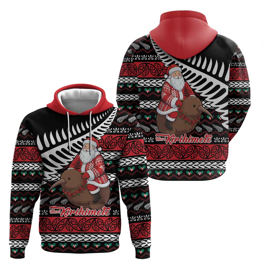 New Zealand Kiwi Santa Christmas Hoodie He Wairua Kirihimete LT9 - Polynesian Pride