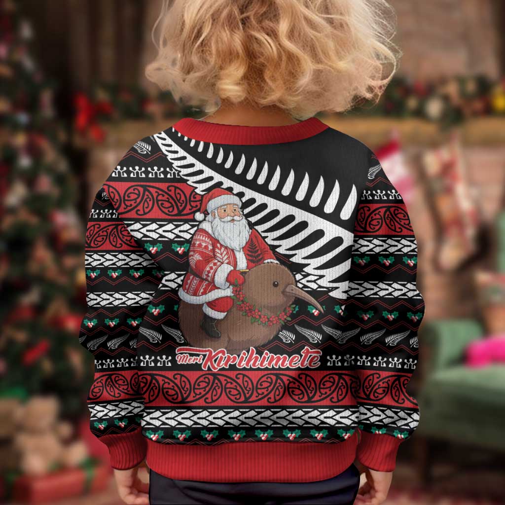New Zealand Kiwi Santa Christmas Kid Ugly Christmas Sweater He Wairua Kirihimete LT9 - Polynesian Pride