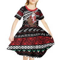 New Zealand Kiwi Santa Christmas Kid Short Sleeve Dress He Wairua Kirihimete LT9 - Polynesian Pride