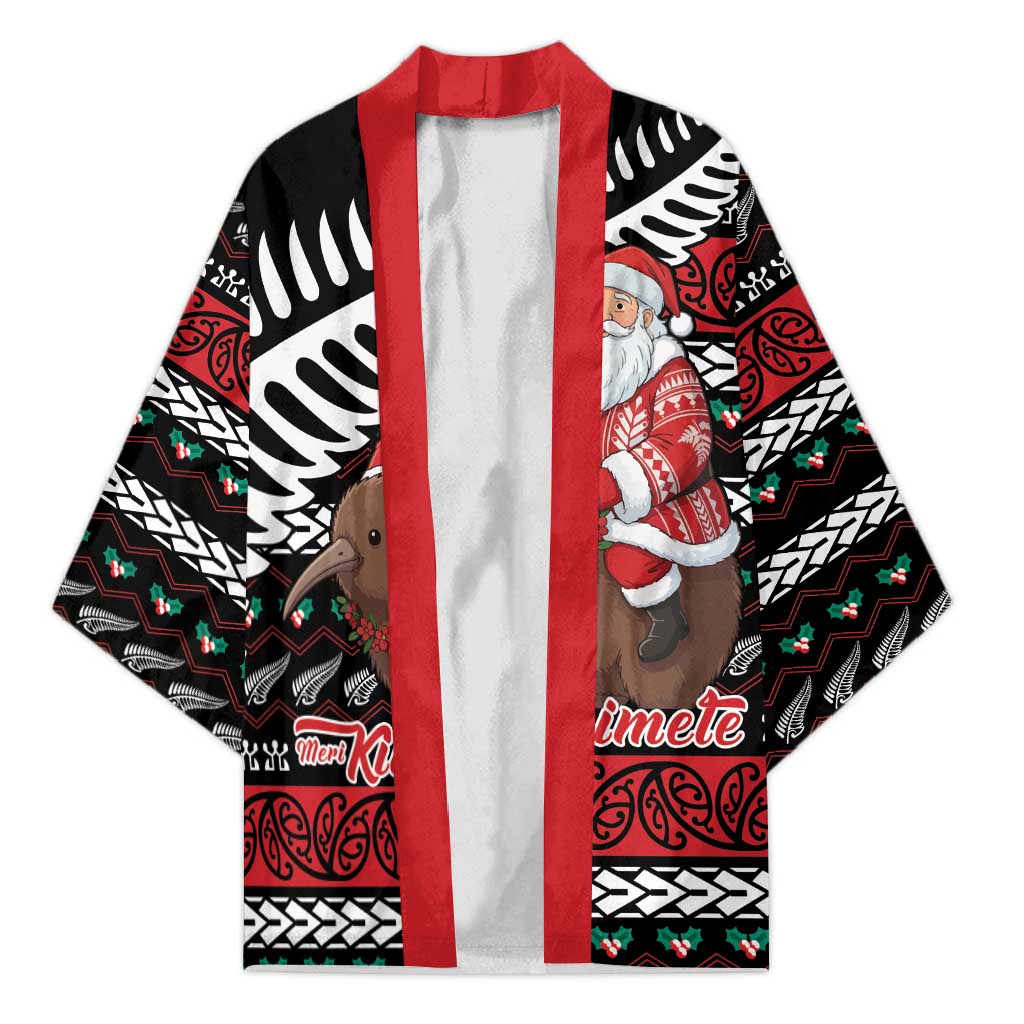 New Zealand Kiwi Santa Christmas Kimono He Wairua Kirihimete LT9 Unisex Black - Polynesian Pride