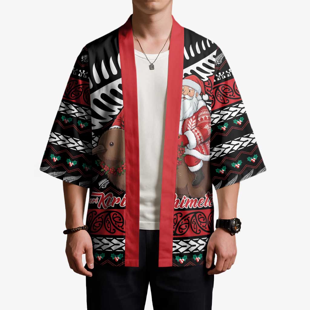 New Zealand Kiwi Santa Christmas Kimono He Wairua Kirihimete LT9 - Polynesian Pride