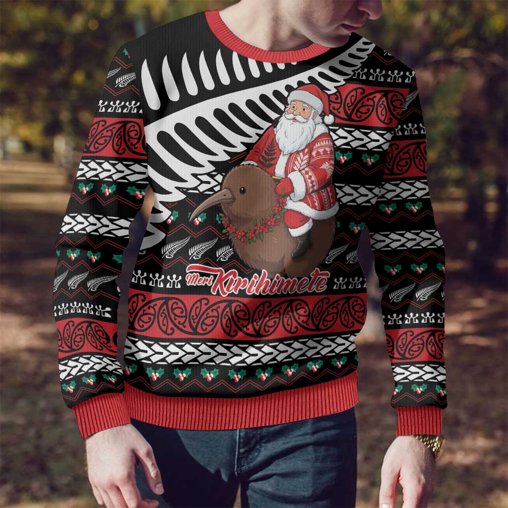 New Zealand Kiwi Santa Christmas Ugly Christmas Sweater He Wairua Kirihimete LT9 - Polynesian Pride