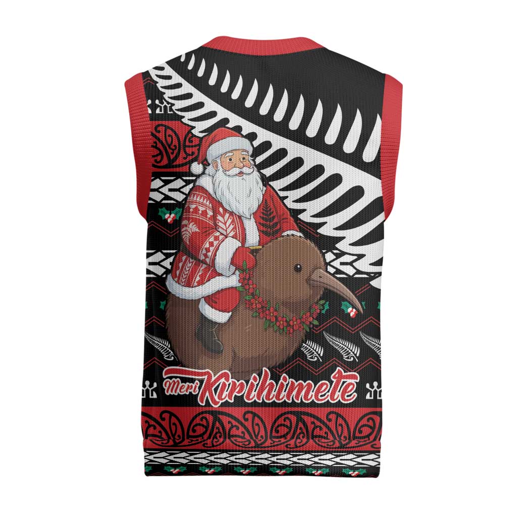 New Zealand Kiwi Santa Christmas Knitted V-Neck Vest He Wairua Kirihimete LT9 - Polynesian Pride