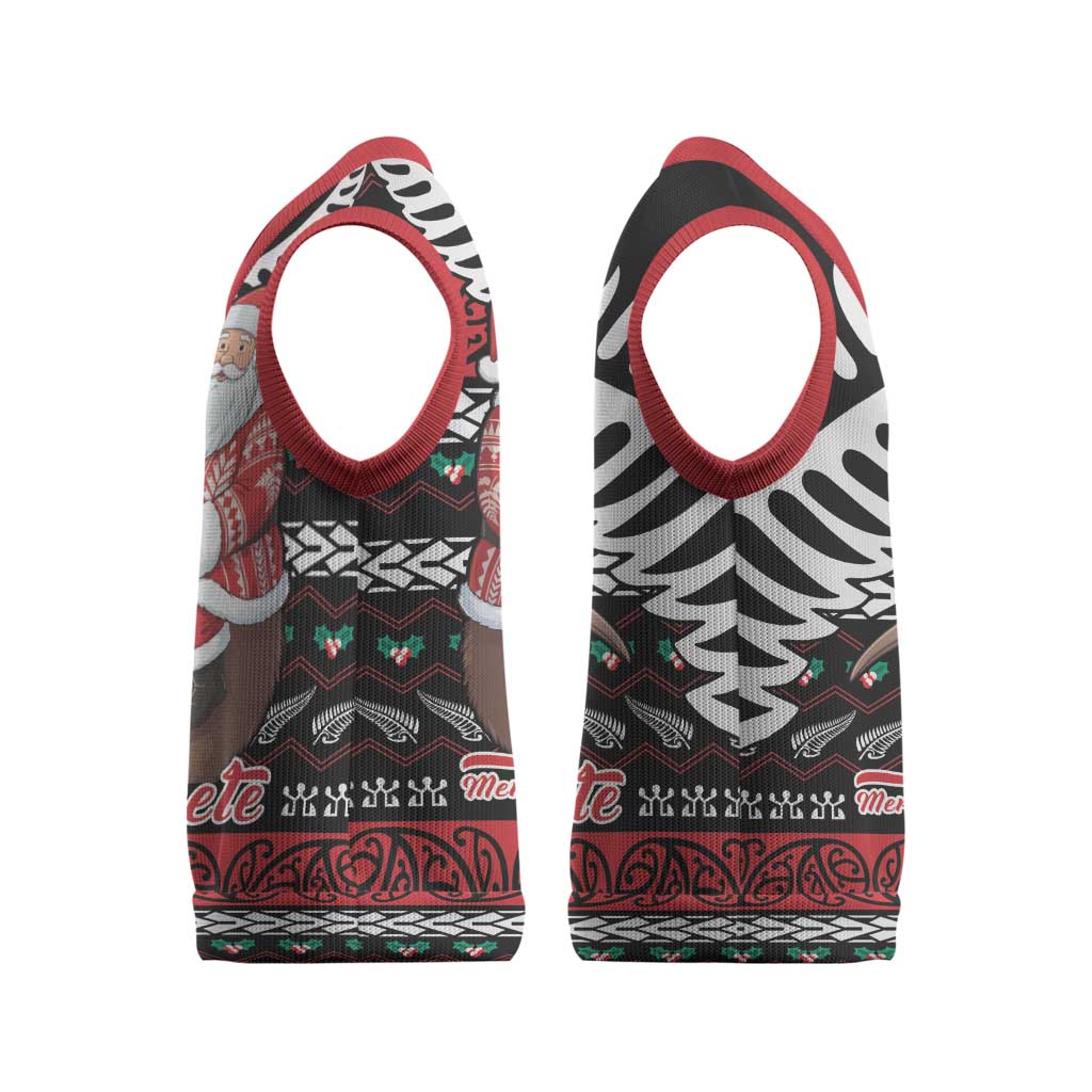 New Zealand Kiwi Santa Christmas Knitted V-Neck Vest He Wairua Kirihimete LT9 - Polynesian Pride