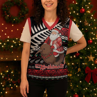 New Zealand Kiwi Santa Christmas Knitted V-Neck Vest He Wairua Kirihimete LT9 - Polynesian Pride