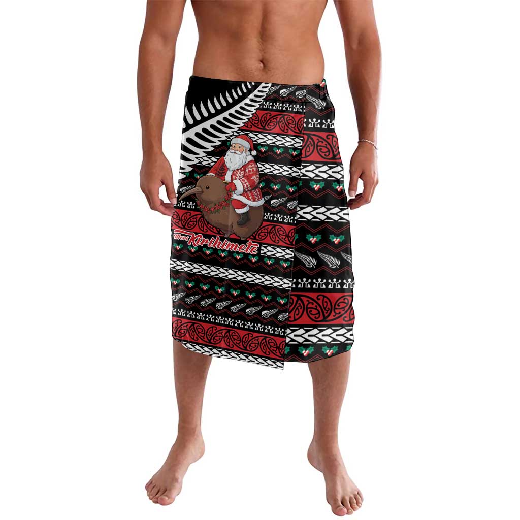 New Zealand Kiwi Santa Christmas Lavalava He Wairua Kirihimete LT9 Black - Polynesian Pride