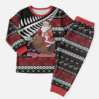 New Zealand Kiwi Santa Christmas Pajama Set He Wairua Kirihimete LT9 Men Black - Polynesian Pride