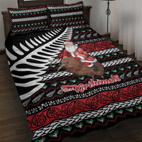 New Zealand Kiwi Santa Christmas Quilt Bed Set He Wairua Kirihimete LT9 Black - Polynesian Pride