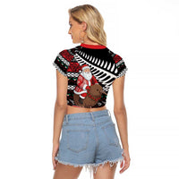 New Zealand Kiwi Santa Christmas Raglan Cropped T Shirt He Wairua Kirihimete LT9 - Polynesian Pride