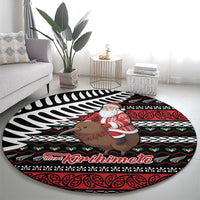 New Zealand Kiwi Santa Christmas Round Carpet He Wairua Kirihimete LT9 - Polynesian Pride
