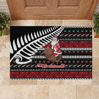 New Zealand Kiwi Santa Christmas Rubber Doormat He Wairua Kirihimete LT9 Black - Polynesian Pride
