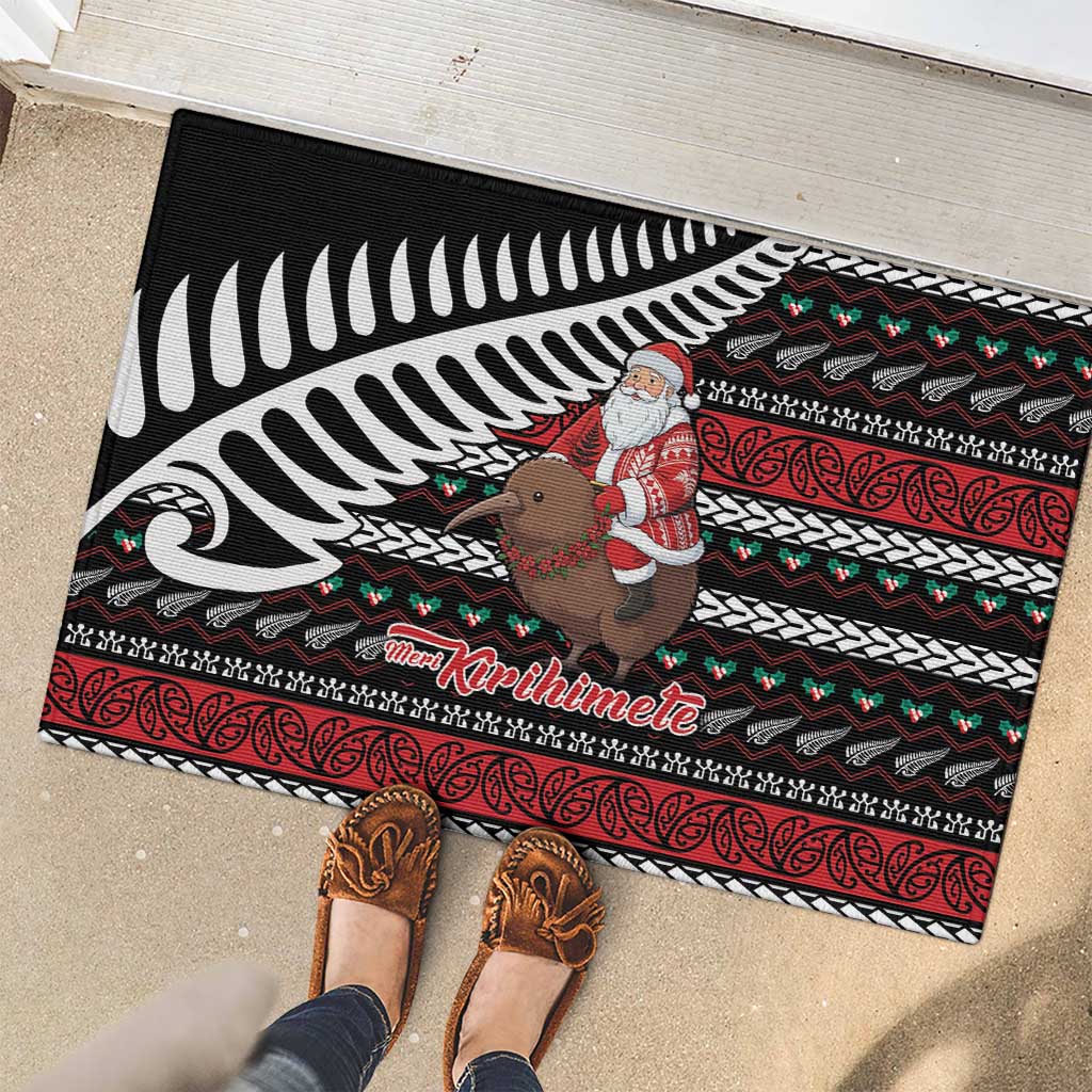 New Zealand Kiwi Santa Christmas Rubber Doormat He Wairua Kirihimete LT9 - Polynesian Pride