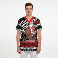 New Zealand Kiwi Santa Christmas Scrub Top He Wairua Kirihimete LT9 - Polynesian Pride
