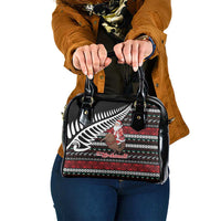 New Zealand Kiwi Santa Christmas Shoulder Handbag He Wairua Kirihimete LT9 One Size Black - Polynesian Pride