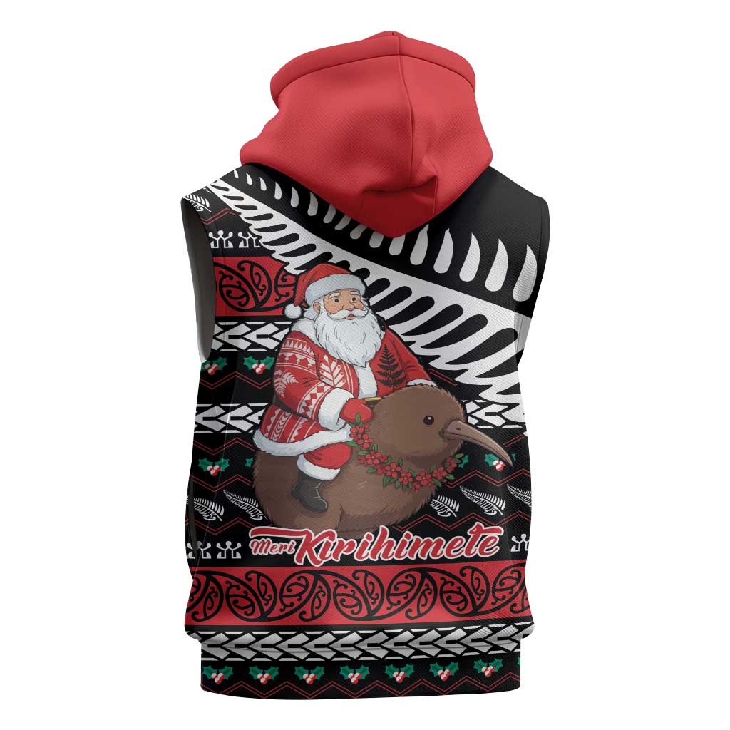 New Zealand Kiwi Santa Christmas Sleeveless Hoodie He Wairua Kirihimete LT9 - Polynesian Pride