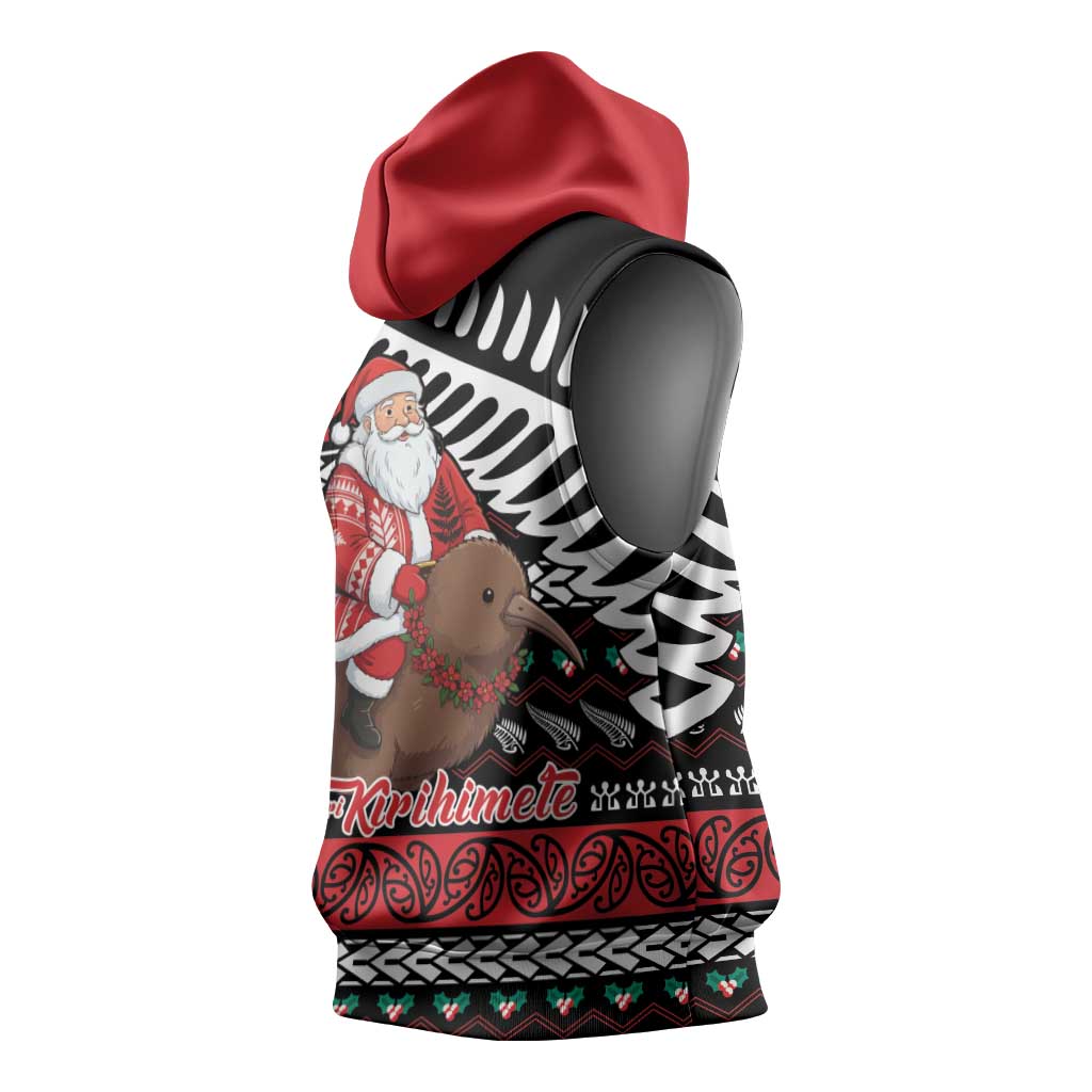 New Zealand Kiwi Santa Christmas Sleeveless Hoodie He Wairua Kirihimete LT9 - Polynesian Pride