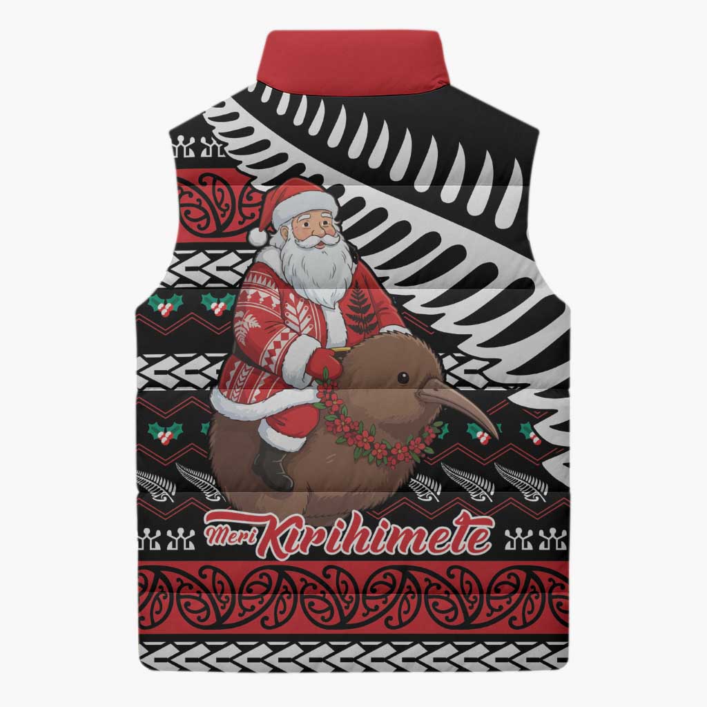 New Zealand Kiwi Santa Christmas Sleeveless Puffer Jacket He Wairua Kirihimete LT9 - Polynesian Pride
