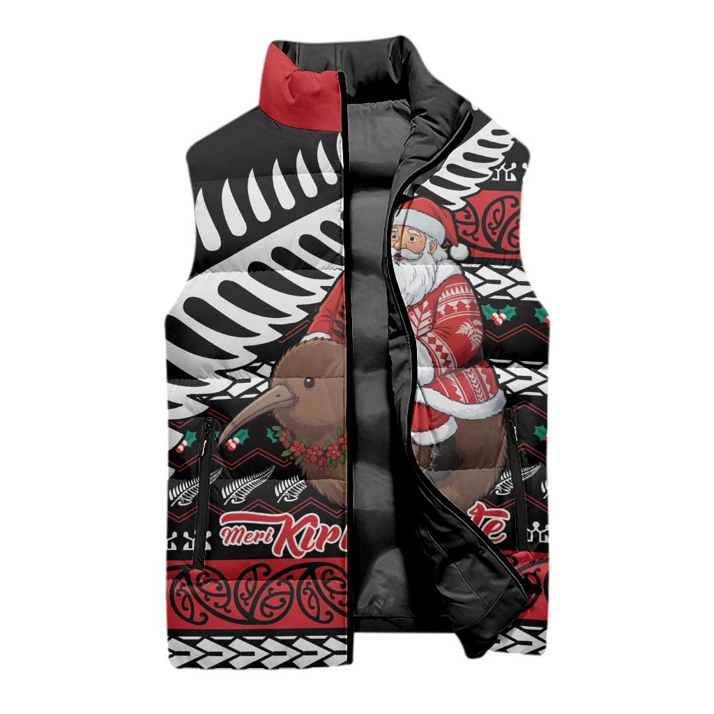 New Zealand Kiwi Santa Christmas Sleeveless Puffer Jacket He Wairua Kirihimete LT9 - Polynesian Pride