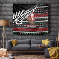 New Zealand Kiwi Santa Christmas Tapestry He Wairua Kirihimete LT9 Black - Polynesian Pride