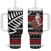 New Zealand Kiwi Santa Christmas Tumbler With Handle He Wairua Kirihimete LT9 One Size: 40 oz Black - Polynesian Pride