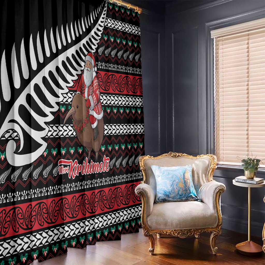 New Zealand Kiwi Santa Christmas Window Curtain He Wairua Kirihimete LT9 - Polynesian Pride