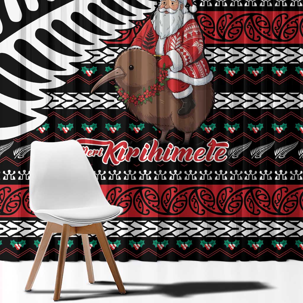 New Zealand Kiwi Santa Christmas Window Curtain He Wairua Kirihimete LT9 - Polynesian Pride