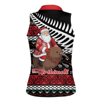 New Zealand Kiwi Santa Christmas Women Sleeveless Polo Shirt He Wairua Kirihimete LT9 - Polynesian Pride