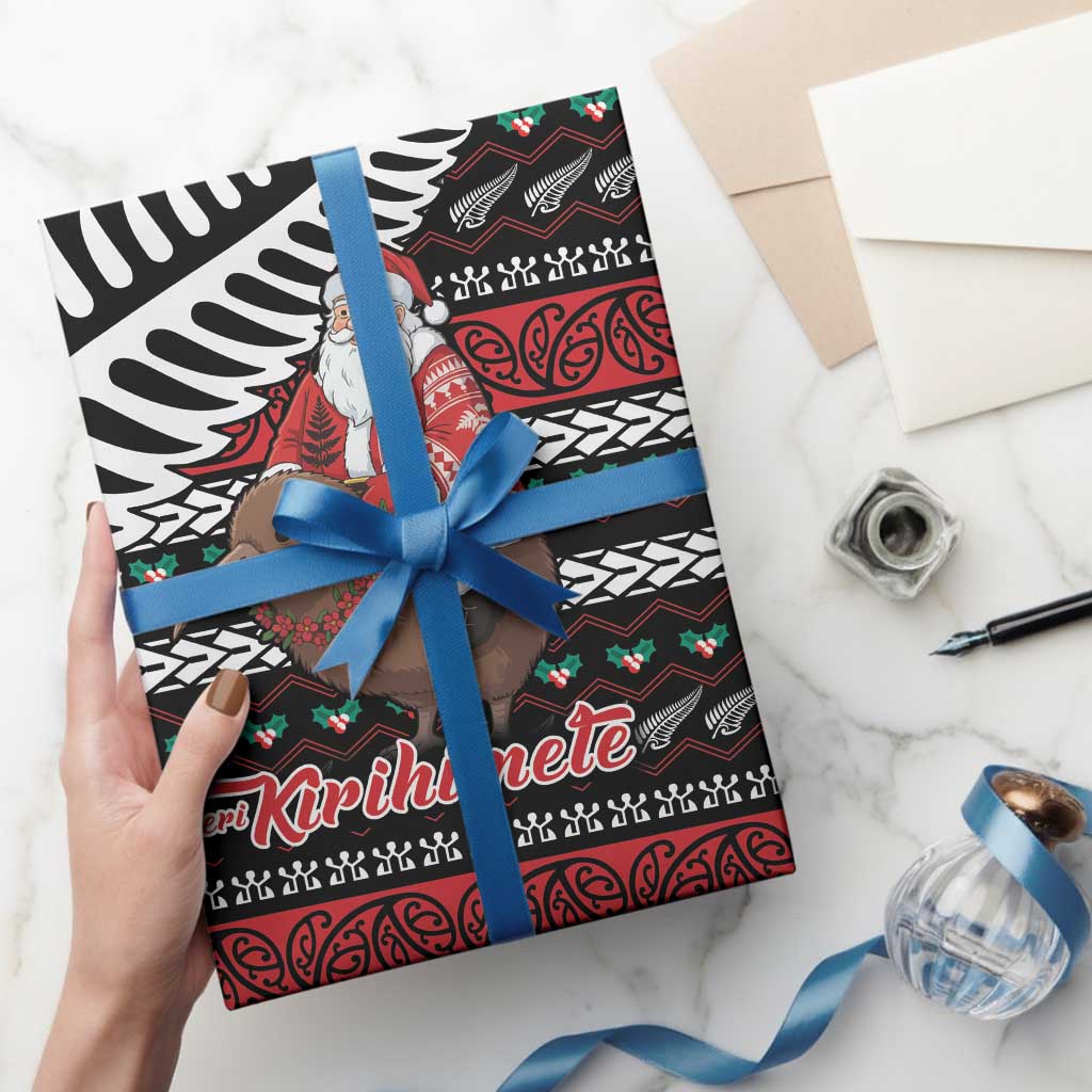 New Zealand Kiwi Santa Christmas Wrapping Paper He Wairua Kirihimete LT9 - Polynesian Pride