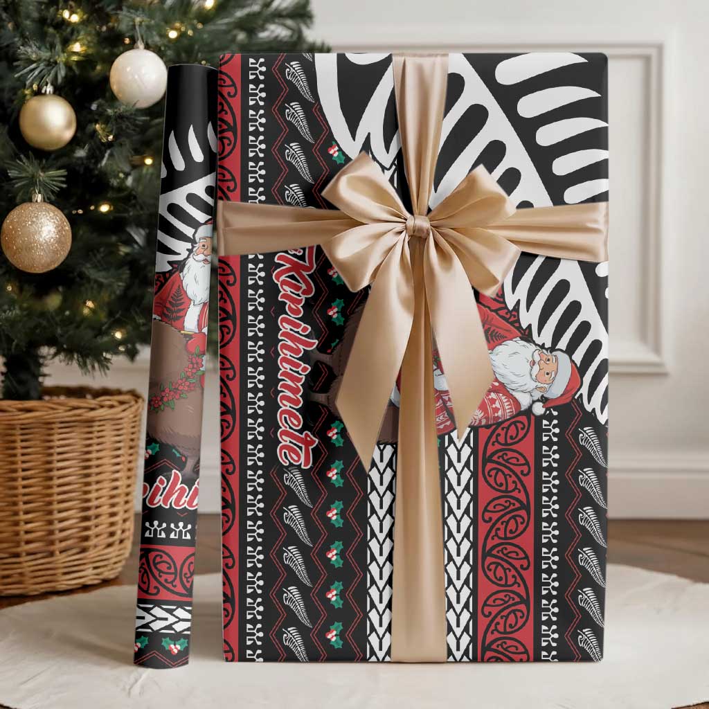 New Zealand Kiwi Santa Christmas Wrapping Paper He Wairua Kirihimete LT9 - Polynesian Pride