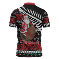 New Zealand Kiwi Santa Christmas Zipper Polo Shirt He Wairua Kirihimete LT9 - Polynesian Pride