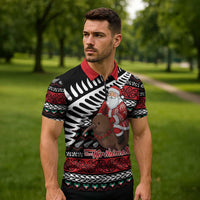 New Zealand Kiwi Santa Christmas Zipper Polo Shirt He Wairua Kirihimete LT9 - Polynesian Pride