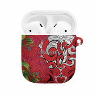 Personalised New Zealand Koru Pohutukawa AirPods Case Meri Kirihimete Aroha for Christmas LT9 Red - Polynesian Pride