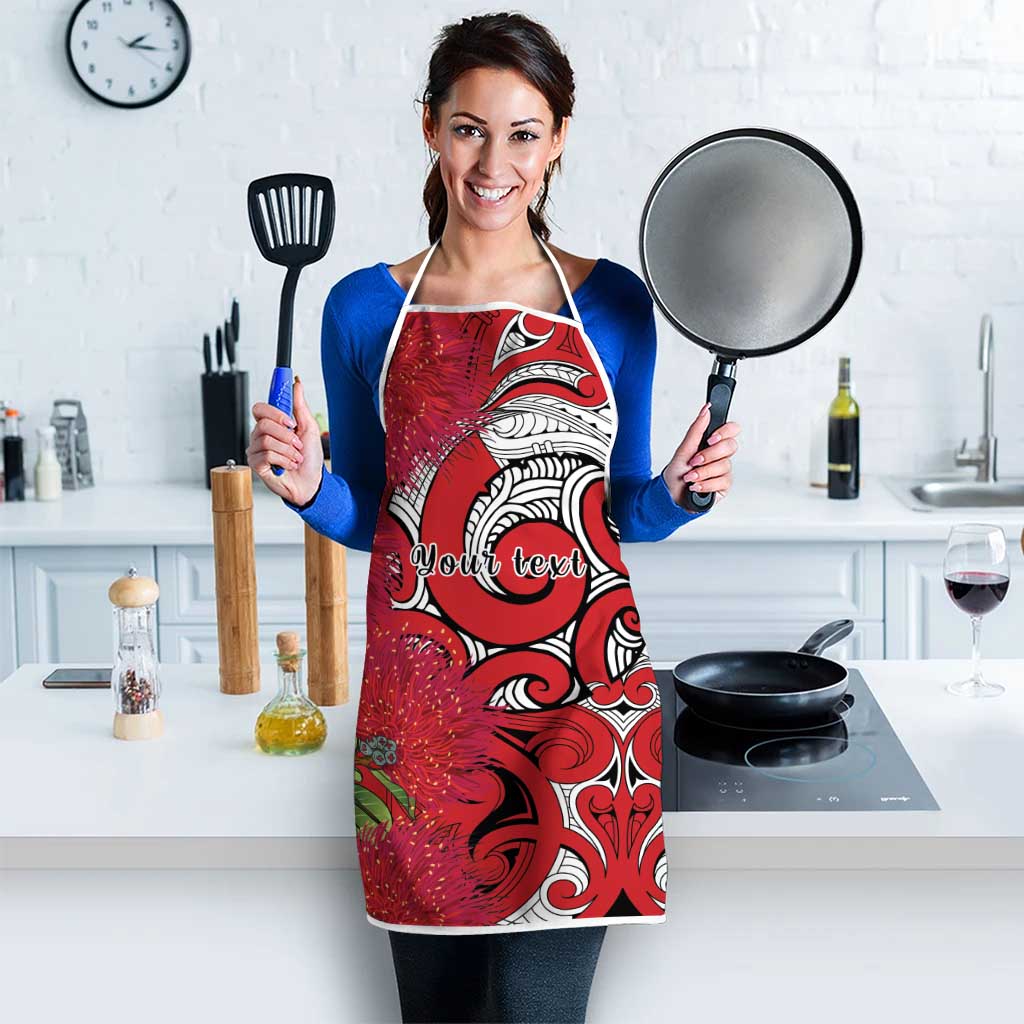 Personalised New Zealand Koru Pohutukawa Apron Meri Kirihimete Aroha for Christmas LT9 - Polynesian Pride
