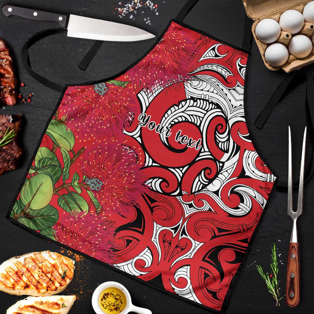 Personalised New Zealand Koru Pohutukawa Apron Meri Kirihimete Aroha for Christmas LT9 Red - Polynesian Pride