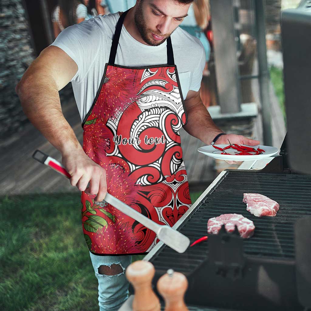 Personalised New Zealand Koru Pohutukawa Apron Meri Kirihimete Aroha for Christmas LT9 - Polynesian Pride
