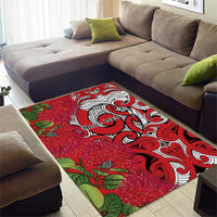 Personalised New Zealand Koru Pohutukawa Area Rug Meri Kirihimete Aroha for Christmas - Polynesian Pride