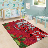 Personalised New Zealand Koru Pohutukawa Area Rug Meri Kirihimete Aroha for Christmas - Polynesian Pride