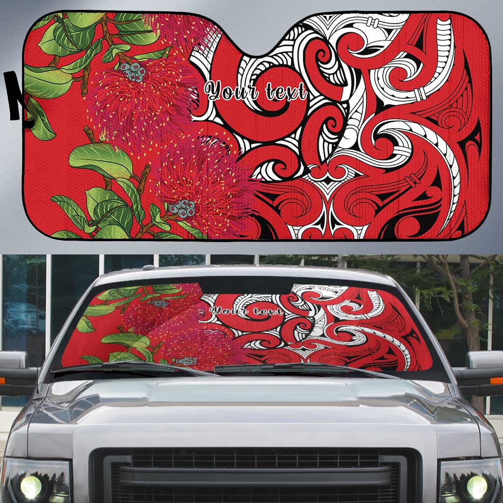 Personalised New Zealand Koru Pohutukawa Auto Sun Shade Meri Kirihimete Aroha for Christmas LT9 Red - Polynesian Pride
