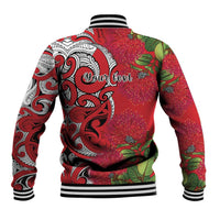 Personalised New Zealand Koru Pohutukawa Baseball Jacket Meri Kirihimete Aroha for Christmas LT9 - Polynesian Pride