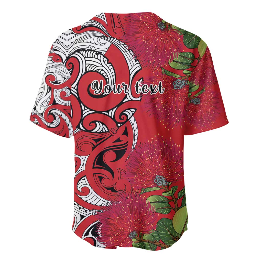 Personalised New Zealand Koru Pohutukawa Baseball Jersey Meri Kirihimete Aroha for Christmas LT9 - Polynesian Pride